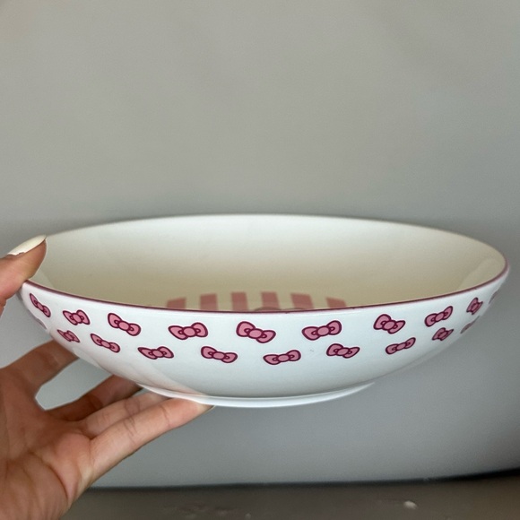 Hello Kitty Ceramic Bowl Serving Plate - Pink Stripes - Picture 2 of 5